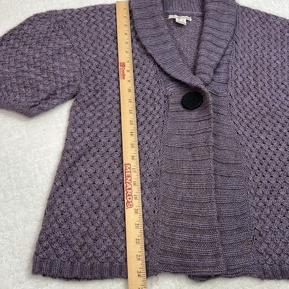 Kensie alpaca blend purple cardigan single button closure short sleeve V-neck S - Picture 6 of 9